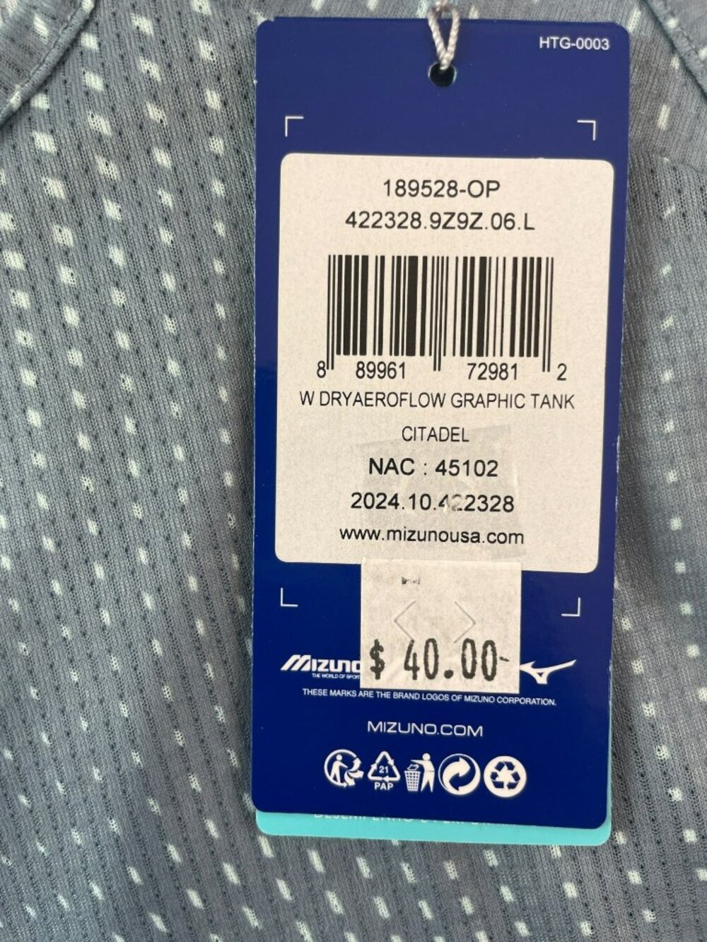 Mizuno DryAeroFlow Graphic Tank Top Citadel Lightweight Women's Sz L MSRP$40 NWT - Picture 6 of 8